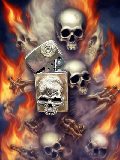 Bronze Skull Slim Zippo!