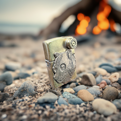 Bronze Bear Head Zippo Lighter